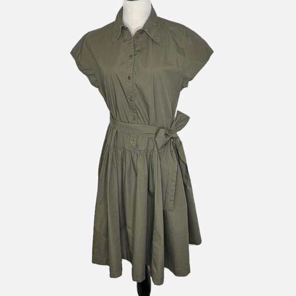 Norma Kamali Dresses & Skirts - Norma Kamali Army Green Shirtwaist Dress (XL)